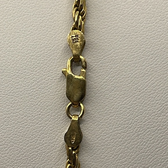 24” Italian Rope Chain 925 Sterling Silver Gold Plated Necklace - Picture 3 of 4
